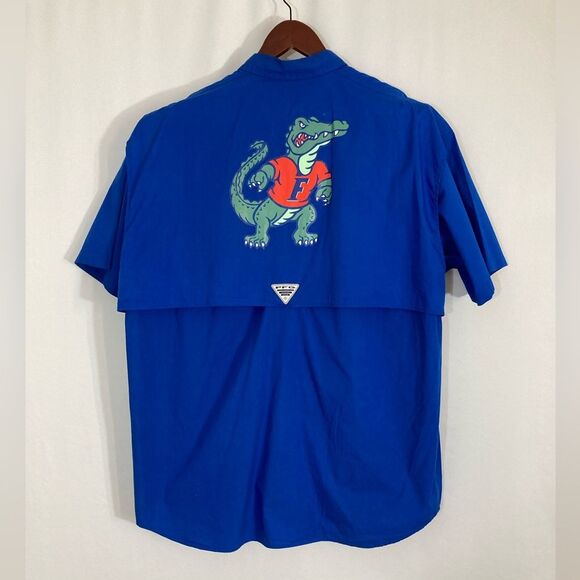 Columbia PFG XL Florida Gators Blue Vented Fishing Shirt Outdoor Logo Gear - Picture 3 of 10